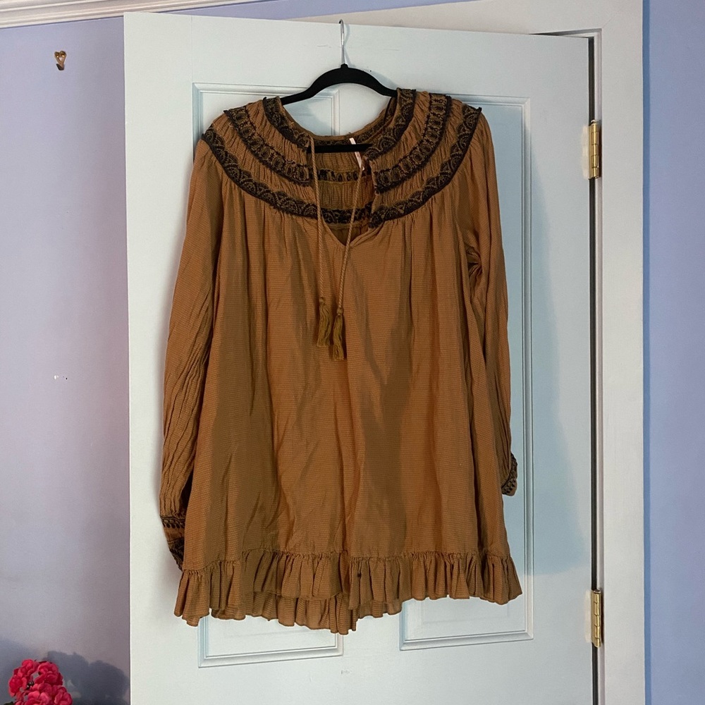 free people dress brown and black with tassel strings size S
